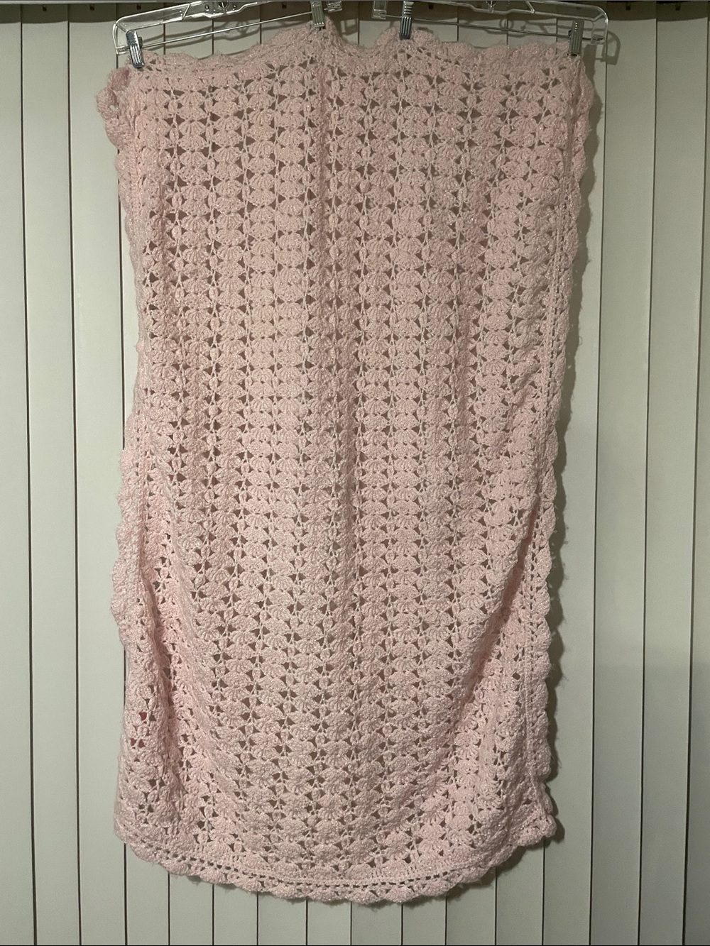 Homemade Soft Pink Crochet baby blanket- 32” by 50”